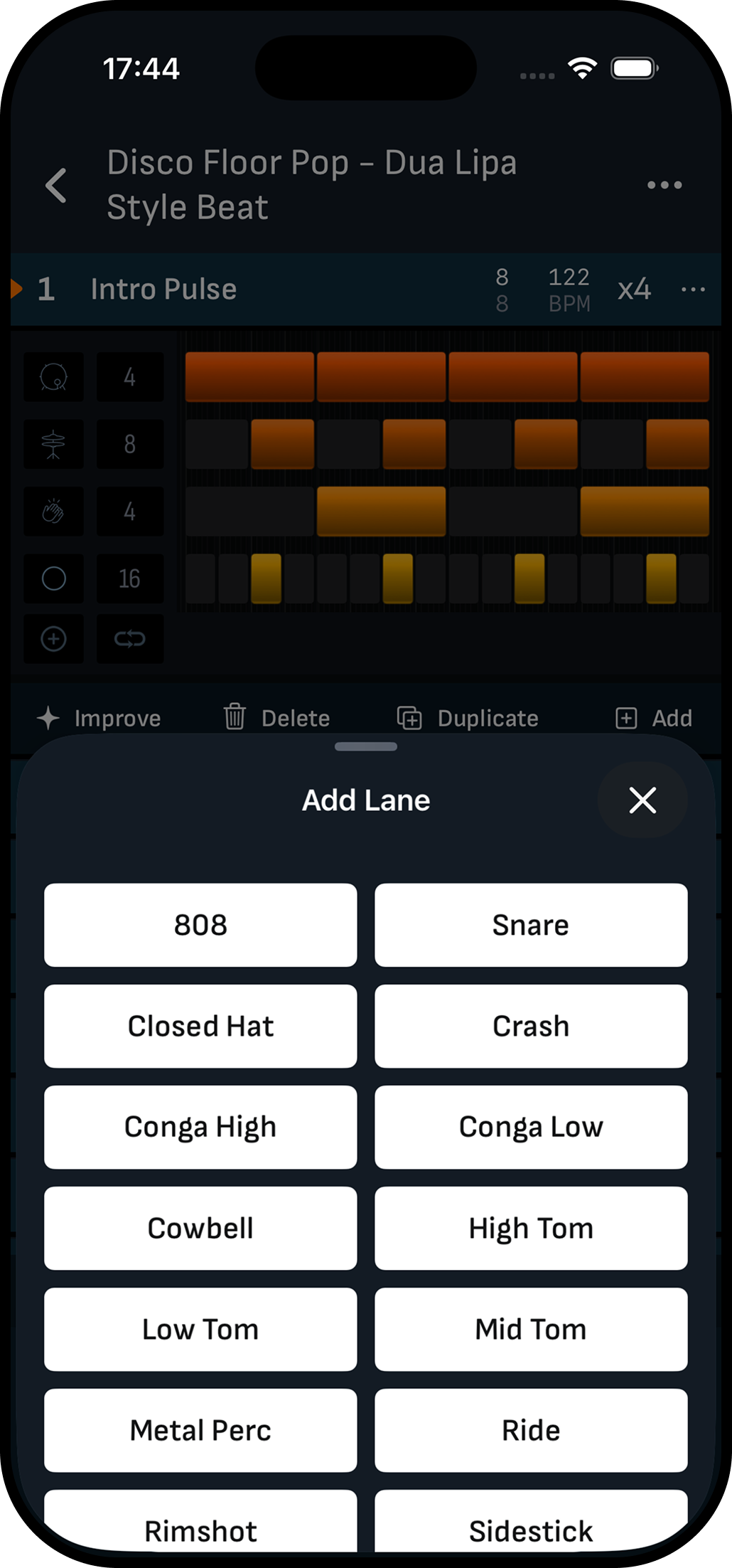 Add lane menu in Drummer Buddy
